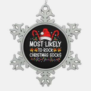 Wahrscheinlich wird Weihnachten Rock Socken Lustig Schneeflocken Zinn-Ornament