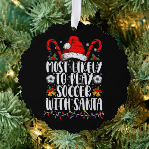 Wahrscheinlichste, mit Santa Family Xmas Fußball z Ornament Karte