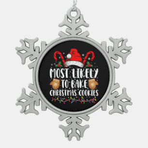 Wahrscheinlichster Weihnachtsplätzchen-Weihnachtsm Schneeflocken Zinn-Ornament