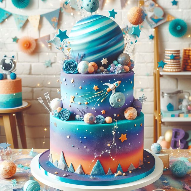 WÄHRUNGSPLANET THEMA KINDERGEBURTSTAG CAKE KARTE (Von Creator hochgeladen)