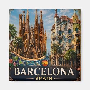 🧲 Wahrzeichen von Barcelona Reiseandenken Spanien Magnet