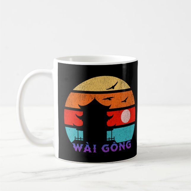 Wài Gōng Retro Sunset Ocean Großvater Kaffeetasse (Links)