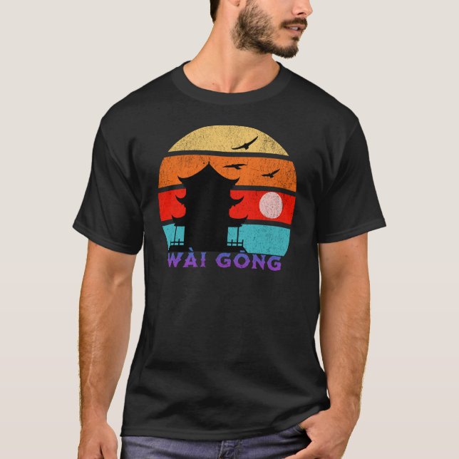 Wài Gōng Retro Sunset Ocean Großvater T-Shirt (Vorderseite)