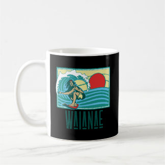 Waianae Hawaii Vintage Surfer Welle Retro Grafik Kaffeetasse