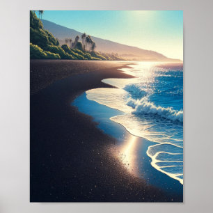 Waianapanapa Staat Park Black Sand Beach, Maui Poster