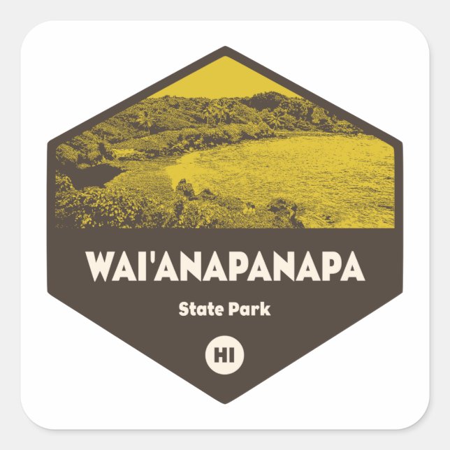 Wai'anapanapa Staat Park Hawaii Quadratischer Aufkleber (Vorderseite)