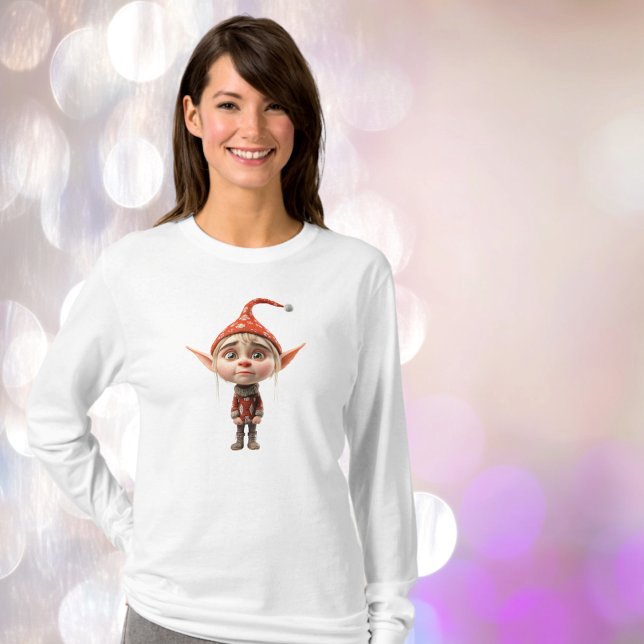 Waifish Girl Weihnachtself T-Shirt der Frauen (Von Creator hochgeladen)