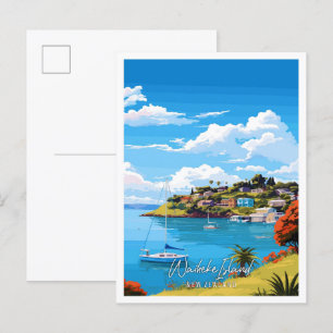 Waiheke Island Neuseeland Vintage Reise Postkarte