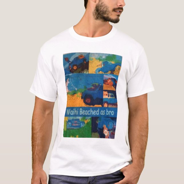 Waihi setzte als Bro auf den Strand T-Shirt (Vorderseite)