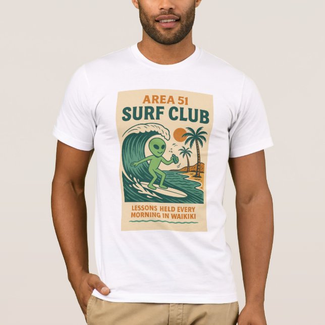 Waikiki Area 51 Surf Club Roswell Außerirdischen i T-Shirt (Vorderseite)