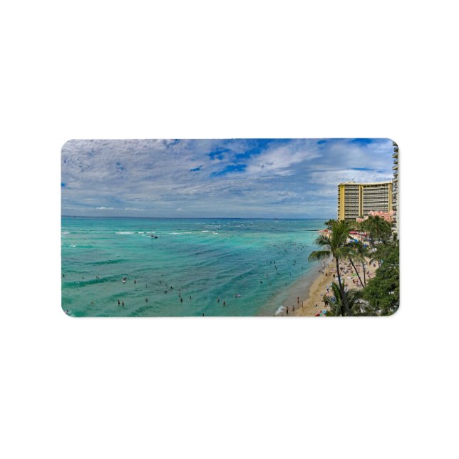Waikiki Beach Adressaufkleber (Vorne)
