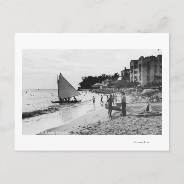 Waikiki Beach and Boats Honolulu Postkarte (Vorderseite)
