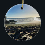 Waikiki Beach, Cape Disappoinment, Washington Keramik Ornament<br><div class="desc">In Beautiful Afternoon in October 2017 along the Southern Washington Coast. Batterien of driftwood & strong waves at Waikiki Beach at Cape Disappoinment State Park,  Ilwaco,  Washington. Popular surfing spot with a view of the lighthouse,  this beach is definitely worth seeing!</div>