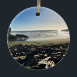 Waikiki Beach, Cape Disappoinment, Washington Keramik Ornament<br><div class="desc">In Beautiful Afternoon in October 2017 along the Southern Washington Coast. Batterien of driftwood & strong waves at Waikiki Beach at Cape Disappoinment State Park,  Ilwaco,  Washington. Popular surfing spot with a view of the lighthouse,  this beach is definitely worth seeing!</div>