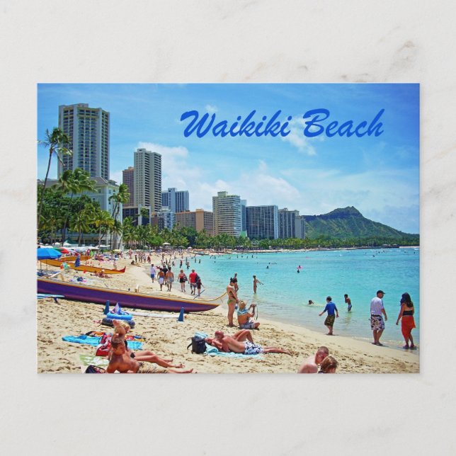 Waikiki Beach Card Postkarte (Vorderseite)