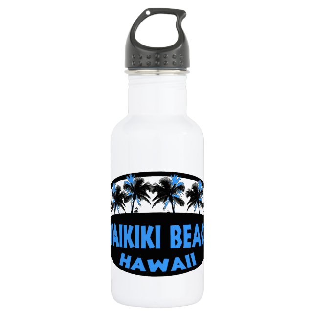 Waikiki Beach Hawaii Edelstahlflasche (Vorderseite)
