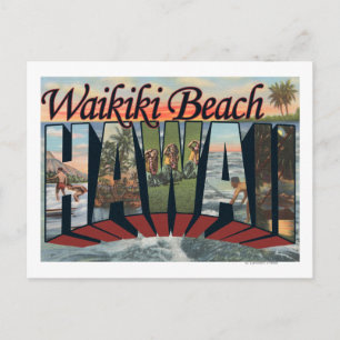 Waikiki Beach, Hawaii - Große Briefszenen Postkarte