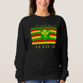 Waikiki Beach Hawaii Inseln Hawaii Flag Beach Sweatshirt