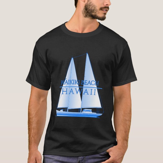 Waikiki Beach Hawaii Nautical Sailing Sailor T-Shirt (Vorderseite)