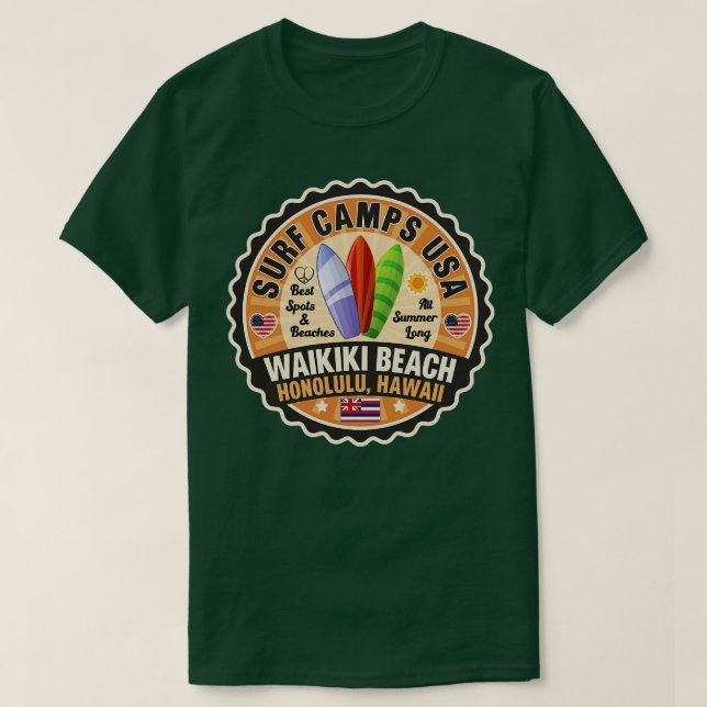 Waikiki Beach Honolulu Hawaii 1 T-Shirt (Design vorne)
