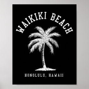 Waikiki Beach Honolulu Hawaii Vintage Hawaiianisch Poster