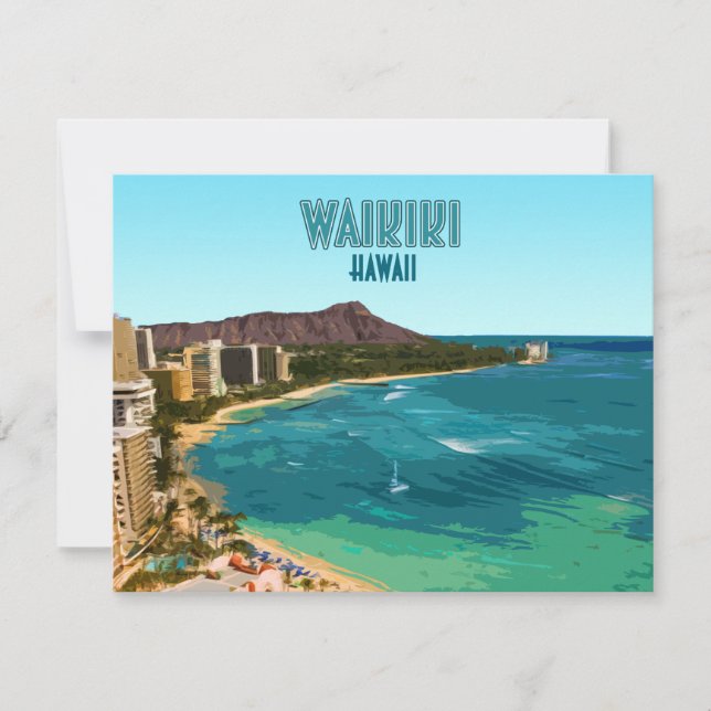 Waikiki Beach Honolulu Oahu Hawaii Flat Card (Vorderseite)