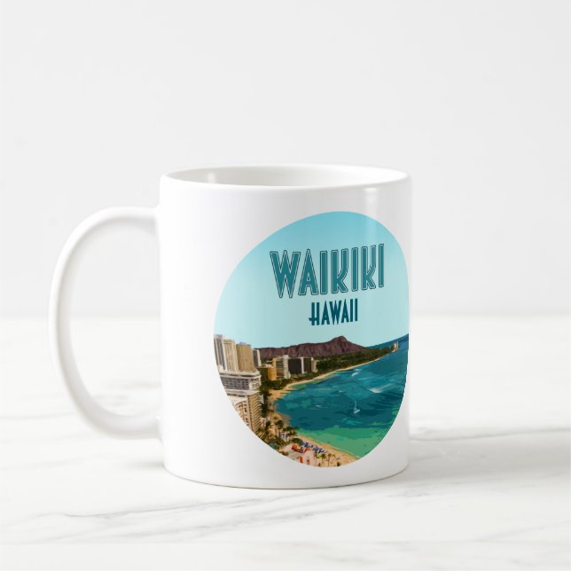 Waikiki Beach Honolulu Oahu Hawaii Vintag Kaffeetasse (Links)