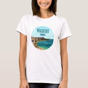 Waikiki Beach Honolulu Oahu Hawaii Vintag T-Shirt
