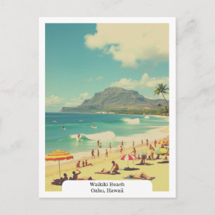 Waikiki Beach, Oahu, Hawaii Reise Retro Postkarte