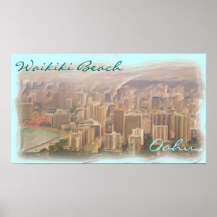 Waikiki Beach Oahu künstlerisches Poster