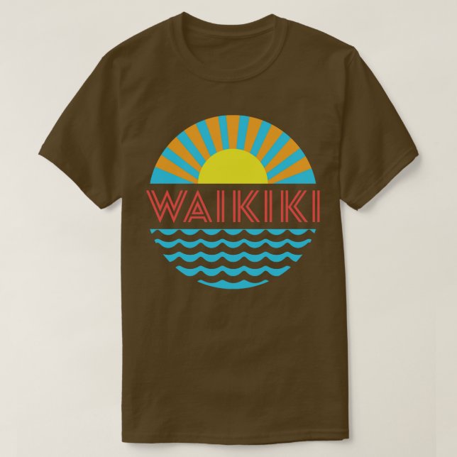 Waikiki Beach Sun and Waves T-Shirt (Design vorne)
