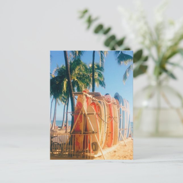 Waikiki Beach Surfboards Postkarte (Stehend Vorderseite)
