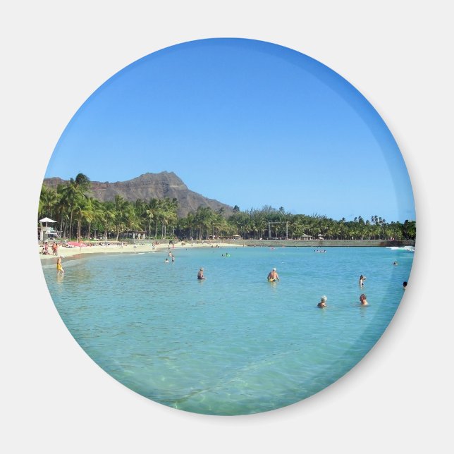 Waikiki Beach und Diamond Head Crater, Hawaii Magnet (Vorne)