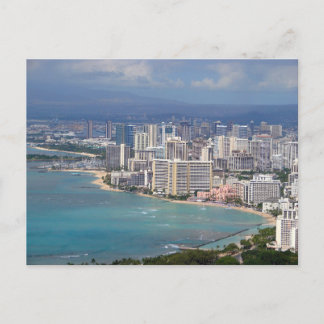 Waikiki Beach und Honolulu Skyline vom Diamond He Postkarte