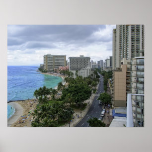 WAIKIKI BEACH und KALAKAUA AVENUE - HAWAII Poster