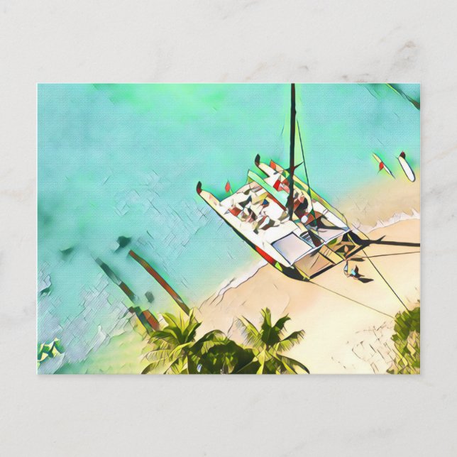 Waikiki Catamaran Postcard Postkarte (Vorderseite)