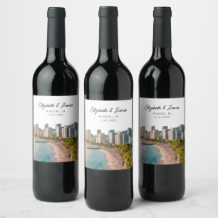 Waikiki Gastgeschenk Hochzeit Hawaii Weinetikett
