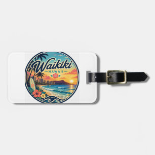 Waikīkī Hawaii Retro-Reise-Logo Gepäckanhänger