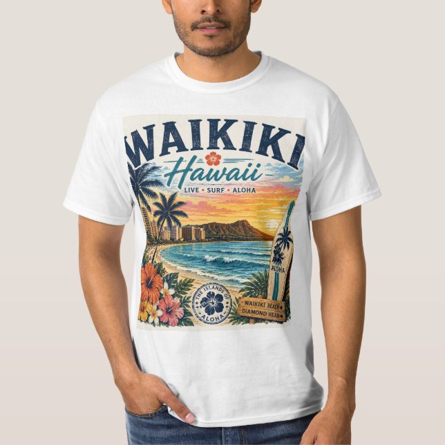 Waikiki Hawaii T-Shirt (Vorderseite)