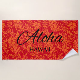 Waikiki Hibiskus Hawaiian Aloha Floral Red Strandtuch