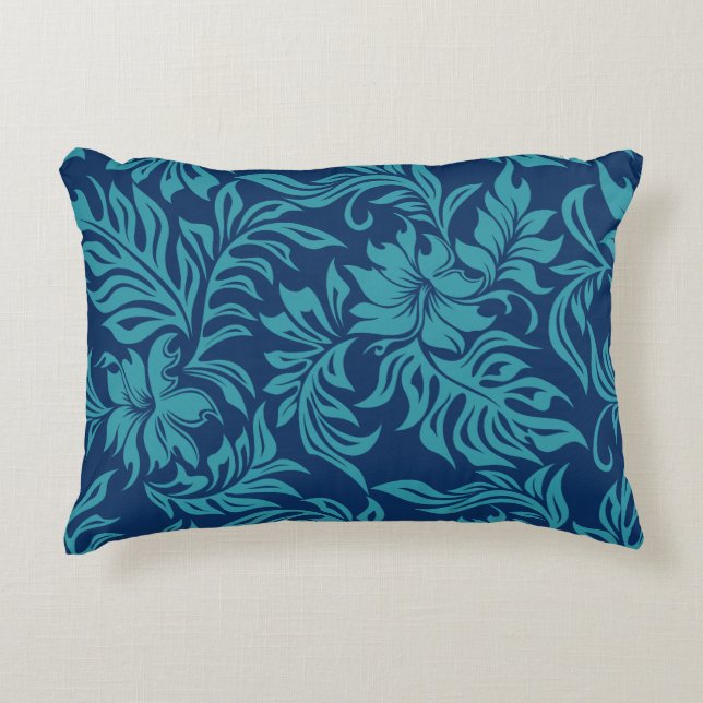 Waikiki Hibiskus Hawaiian Pareau Floral Zierkissen (Vorderseite)