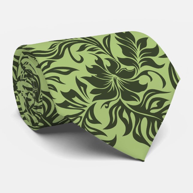 Waikiki Hibiskus Hawaiian Zweiseitig bedruckt Krawatte (Gerollt)