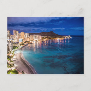 Waikiki in der Nacht Postkarte