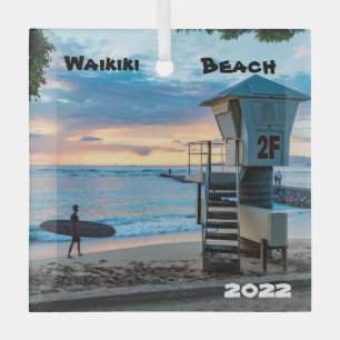 Waikiki O'ahu, Queen's Beach, Ornament Aus Glas