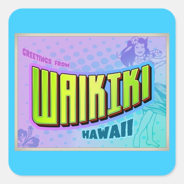 WAIKIKI QUADRATISCHER AUFKLEBER (Vorderseite)