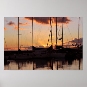 Waikiki Small Boat Harbour Print Poster