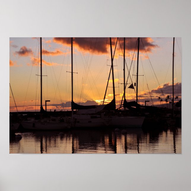 Waikiki Small Boat Harbour Print Poster (Vorne)