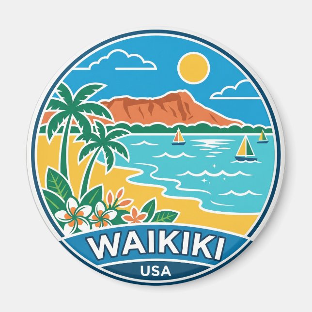 Waikiki-Strand Hawaii Magnet (Vorne)