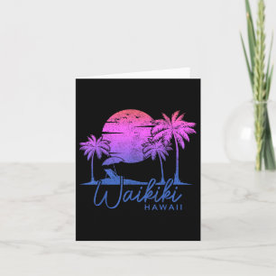 Waikiki-Strand Hawaii Surf Vintage Sonnenuntergang Karte