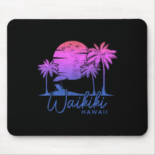 Waikiki-Strand Hawaii Surf Vintage Sonnenuntergang Mousepad